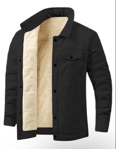 Nouveau manteau d’hiver épais en velours côtelé pour homme