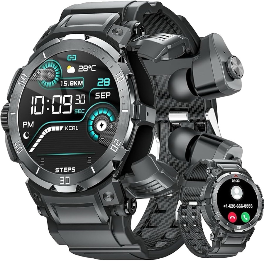 Montre connectée pour homme avec écouteurs Bluetooth, étanche IP67