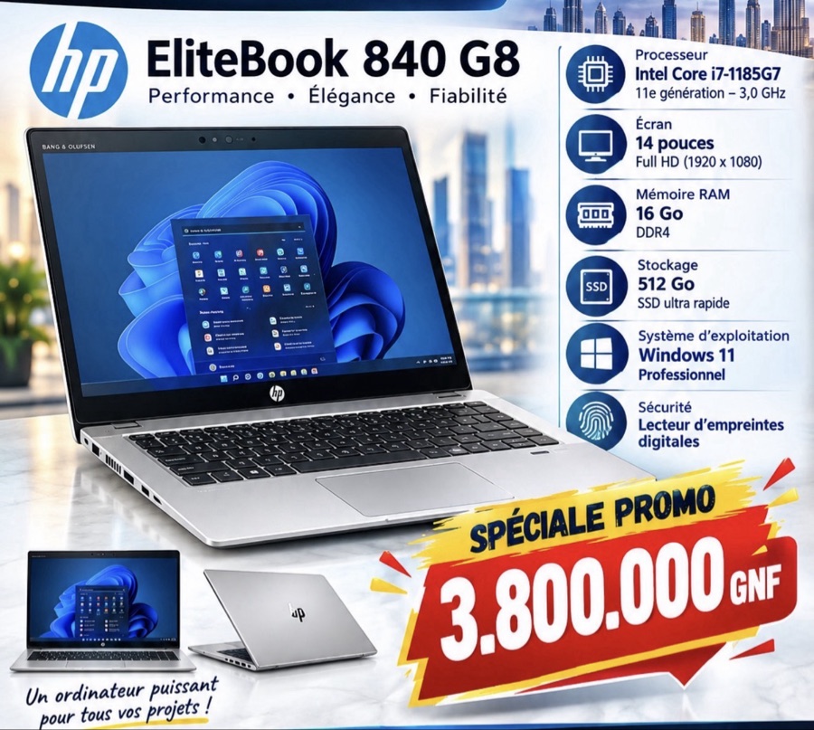 Ordinateur portable Hp EliteBook 840 G8 Core i7, 11ème génération