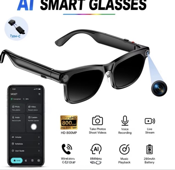 Lunettes intelligentes Al CY05, avec caméra 800MP