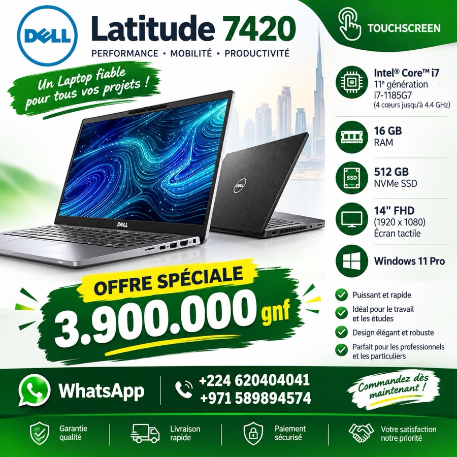 Dell Latitude 7420 – Écran tactile Core i7 Ordinateur portable