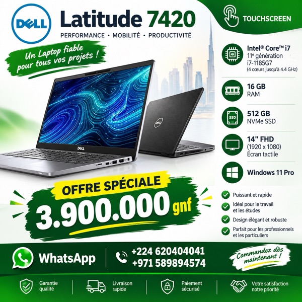 Dell Latitude 7420 – Écran tactile Core i7 Ordinateur portable