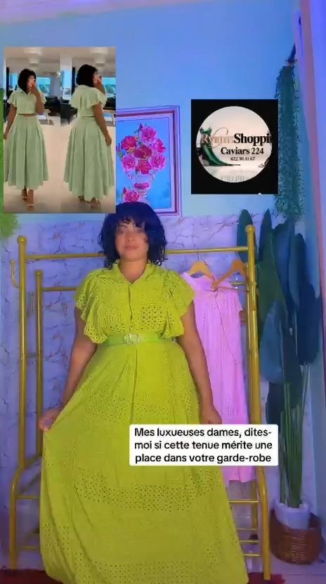 L’ensemble une jupe et un haut plus la ceinture en coton très classe et confortable