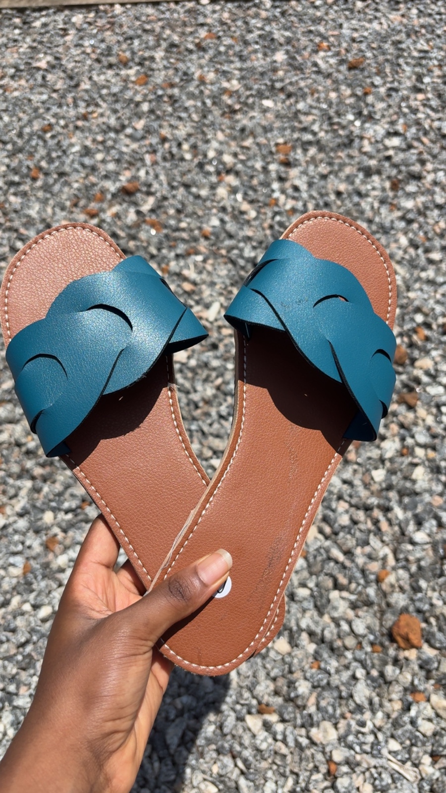 Sandales 100% cuir bleu turquoise